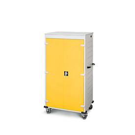 Laptopwagen mit Ladefunktion, 2-Punkt-Verriegelung, CH-Stecker, Feststellbremse, 26 Fächer, B 920 x T 500 x H 1540, gelb